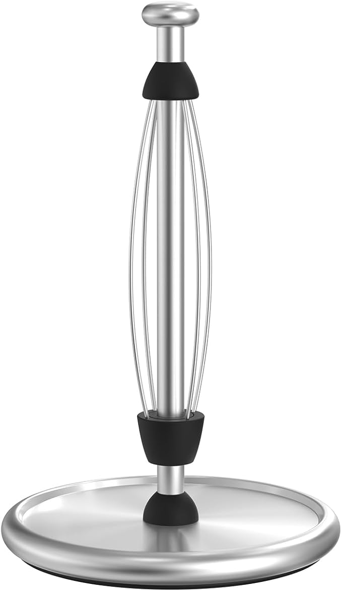 VEHHE Simply Tear Paper Towel Holder Countertop with EVA Non-Slip Pad, Damping Function Paper Towel Stand with Weighted Base for Bathroom and Kitchen (Silver) by VEHHE