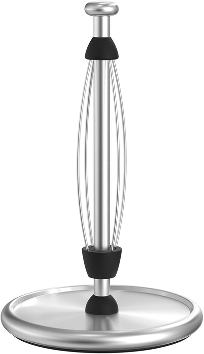 VEHHE Simply Tear Paper Towel Holder Countertop with EVA Non-Slip Pad, Damping Function Paper Towel Stand with Weighted Base for Bathroom and Kitchen (Silver) by VEHHE