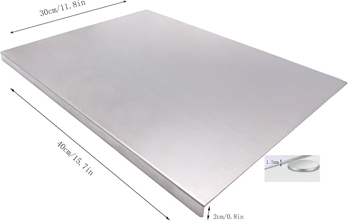 BILLAMB Stainless Steel Cutting Boards for The Kitchen, Suitable for Meat, Fruits, Vegetables, Bread, and Baking Large-sized Cutting Boards (40 x 30cm/15.7 x 11.8 in) - Image 2