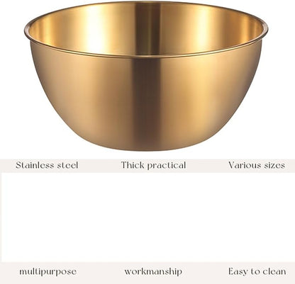 Stainless Steel Salad Bowls Set of 2 Mixing Bowl with Measurement Markings Snacks Bowls, Small 0.74 Quart Gold Serving Bowls for Mixing, Cooking, Prepping and Home Kitchen Food Storage Bowls