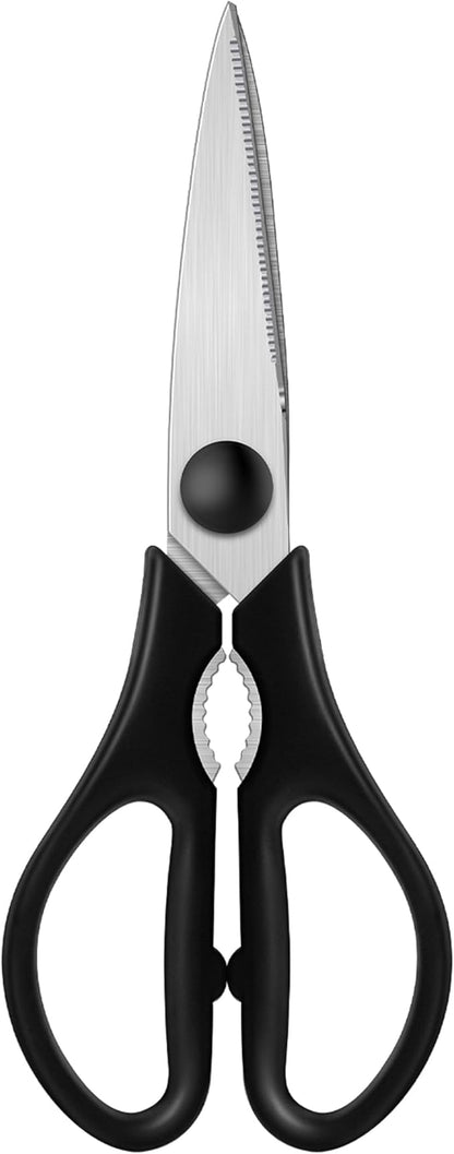 Kitchen Scissors, Rkqoa Black Kitchen Shears All Purpose Heavy Duty with Comfort Grip for Everyday use, Stainless Steel Shears Set for Cutting Food Cooking Poultry Dishwasher Safe