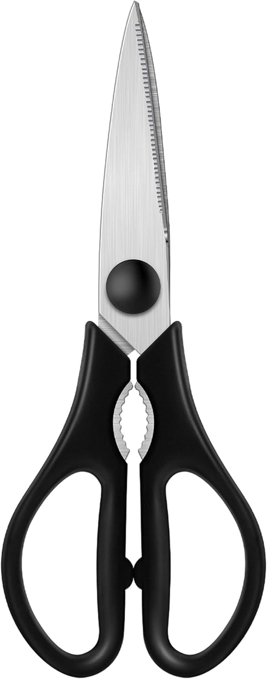 Kitchen Scissors, Rkqoa Black Kitchen Shears All Purpose Heavy Duty with Comfort Grip for Everyday use, Stainless Steel Shears Set for Cutting Food Cooking Poultry Dishwasher Safe