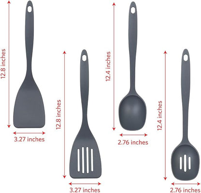 Glad Kitchen Utensils Set, 8pcs - Nonstick Cooking Tools with Utensil Holder - Nylon Spoon, Ladle, Skimmer, Spaghetti Server, and Turner Spatula Set - Dishwasher Safe, Grey - Image 3