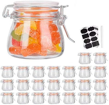 Small Glass Jars With Airtight Lids, Glass Spice Jars 5 oz,Maosn Jars With Leak Proof Rubber Gasket 150ml,Glass Storage Containers With Hinged Lid,Mini Kitchen Canisters 24 Pack - Image 2