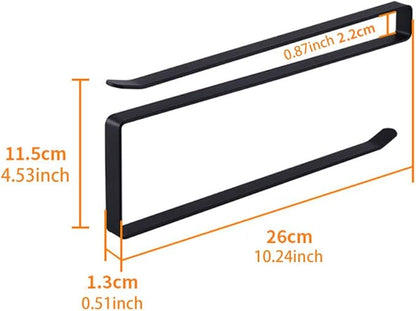 Usmascot Paper Towel Holder Dispenser Under Cabinet Paper Roll Holders (NO Drilling) for Kitchen Bathroom, Hanging Paper Towel Rack Hanger Over the Door, Humanized Design (Black)