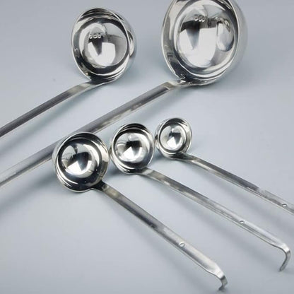 Stainless Steel Hooked Handle Ladle Set - 5 Pcs with Pouring Rim, Long Handle for Kitchen Cooking Soup Sauce (1oz, 2oz, 4oz, 6oz, 8oz) - Image 5