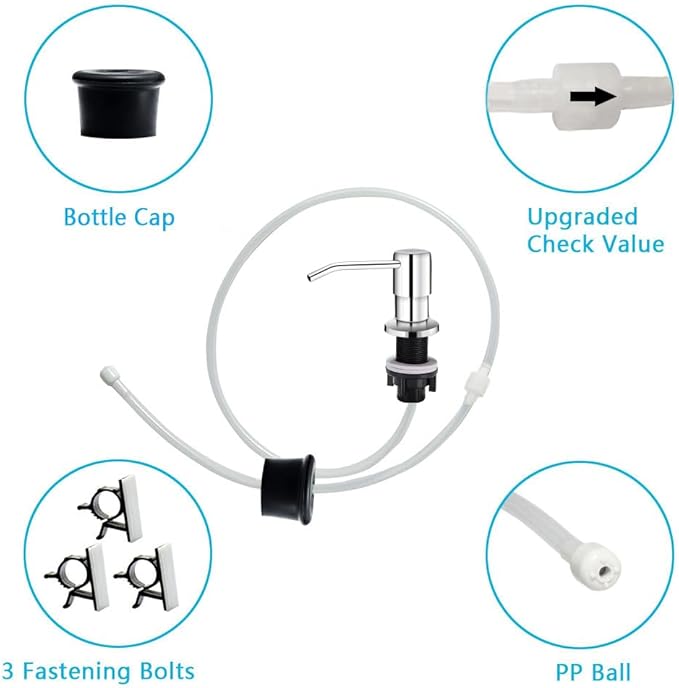 Soap Dispenser for Kitchen Sink, in Sink Soap Dispenser Pump, 47" Silicone Extension Tube Connect to The Soap Bottle Directly, Say Goodbye to Frequent Refills (Chrome) - Image 5