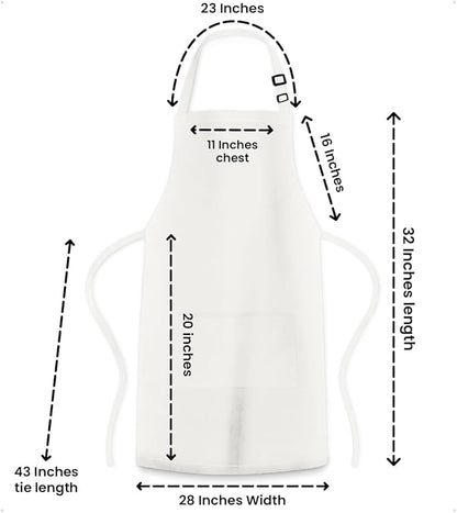 Adjustable Bib Apron 100% Polyester Kitchen Aprons Waterdrop Resistant Aprons with Adjustable Strap, Pockets & Long Ties