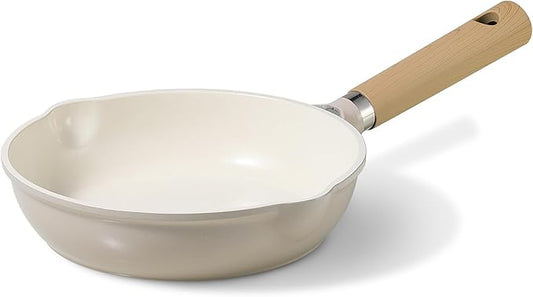 CAROTE 8" Ceramic Frying Pan Skillet, Non Stick Frying Pan Chef's Pan, Healthy & PFOA/PFAS Free, Induction-Compatible, Taupe by CAROTE