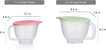 Tupperware Classic Mix-N-Store Pitcher Set in Mint Green and Candy Pink, Dishwasher Safe and BPA Free (2 Bowls, 2 Lids) - Image 3
