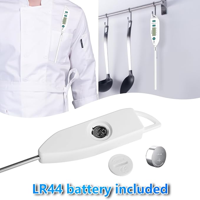 BOMATA Waterproof IPX7 Thermometer for Water, Liquid, Candle and Cooking. Instant Read Food Thermometer with Long Probe for Cooking, Meat, BBQ! T101 White - Image 6