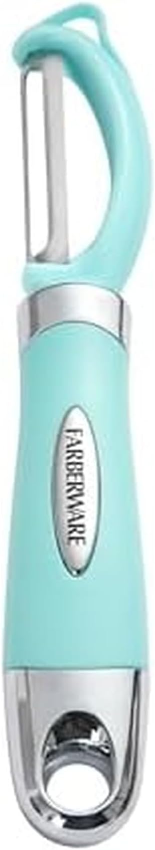 Farberware Pro2 Euro Vegetable Peeler with Ergonomic Handle, Razor-Sharp Stainless Steel Swivel Blade, Dishwasher Safe - Aqua Sky, Peelers for Kitchen Use on Potatoes, Fruits, and More by Farberware