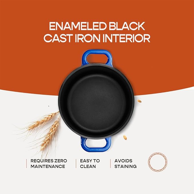 Krustic Enameled Cast Iron Dutch Oven for Sourdough Bread Baking | 6 Quart Pot with Lid | 10 Inch Ceramic Enamel Thick Coated Cookware Set with Non Stick Silicone Baking Mat for Cooking