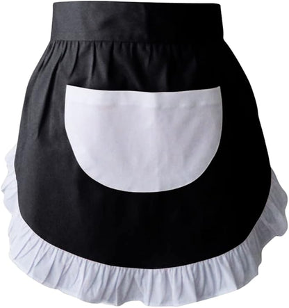 CRB Fashion Waist Apron Kitchen Cooking Restaurant Cotton Bistro Half Aprons with Pockets For Woman