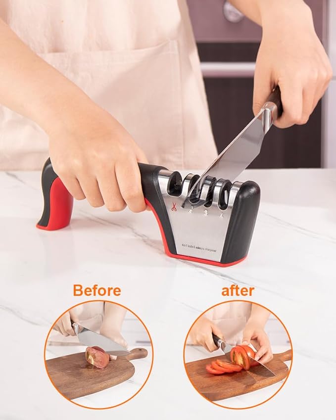 Brigii 4-in-1 Knife Sharpener, Kitchen Knife Accessories for Ceramic Knives, Steel Knives and Scissors, Aiding in Repair, Restoration, and Polishing of Blades - Image 3