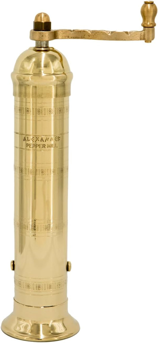 Alexander Home Original Greek Pepper Mill, 9-Inch Brass – European Manual Pepper Grinder Refillable