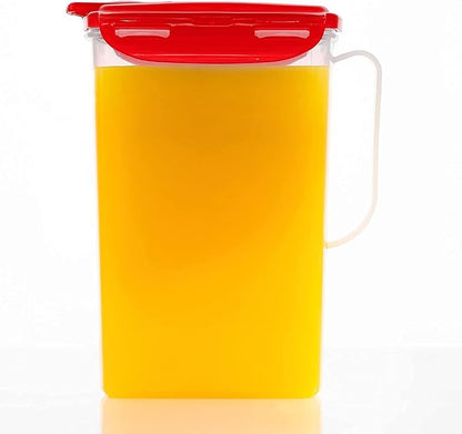 LocknLock Aqua Fridge Door Water Jug | Clear Pitcher | BPA Free Plastic Pitcher with Lid | 2 Quart Pitcher with Lid for Water, Juice, Tea & More Beverages, Red by LocknLock