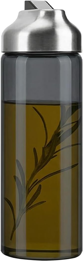 Aelga Olive Oil Dispenser Bottle for Kitchen, 14oz Dark Glass Vinegar Dispenser, Auto Flip Lid, UV-Protected Oil Cruet with Drip-Free Pour Spout by Aelga