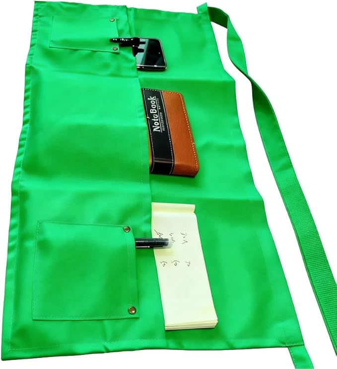 TiwerlfeServer Waist Aprons with 5 Pockets - 11.5 Inch Waterdrop & Oil Resistant Waitress Waiter Half Apron