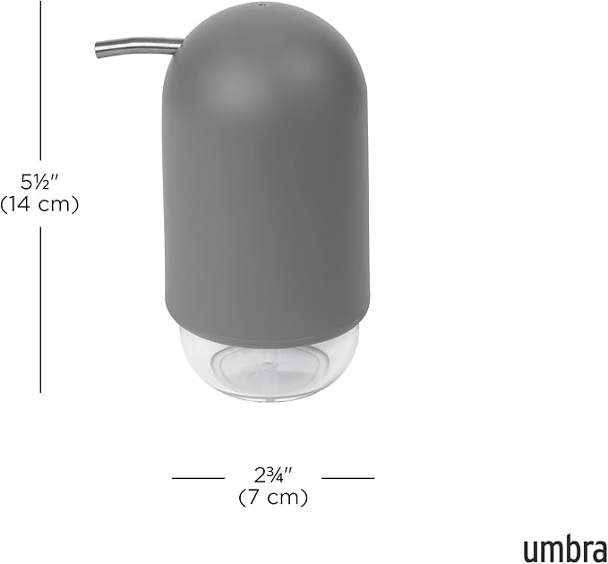 Umbra Touch Soap Dispenser Pump 13 oz (384 ml) Capacity for Liquid Soap or Hand Sanitizer, Easy to Refill, Grey - Image 3