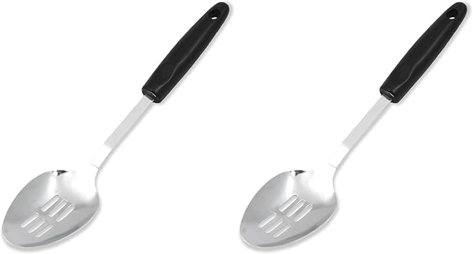 Chef Craft Select Slotted Spoon, 12.75 inches, Stainless Steel/Black (Pack of 2) by ChefCraft