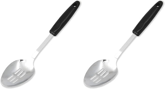 Chef Craft Select Slotted Spoon, 12.75 inches, Stainless Steel/Black (Pack of 2) by ChefCraft