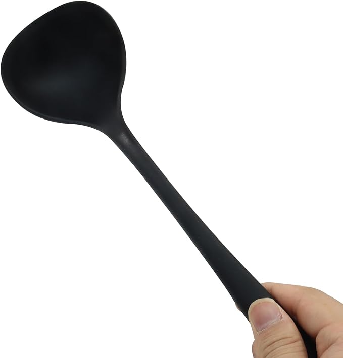 Jiozermi Silicone Soup Ladle, 12-Inch Long Handle Ladle Spoon, Heat Resistant up to 600°F, Nonstick & Seamless Design for Easy Cooking and Serving, Durable and Easy to Clean - Image 5