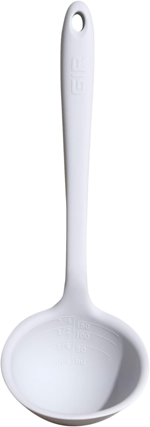 GIR: Get It Right Silicone Soup Ladle - Non-stick Heat Resistant Seamless Kitchen Cooking Serving for Soups, Chili, Sauces, Batter, and More - Ultimate, Studio White by GIRGetItRight