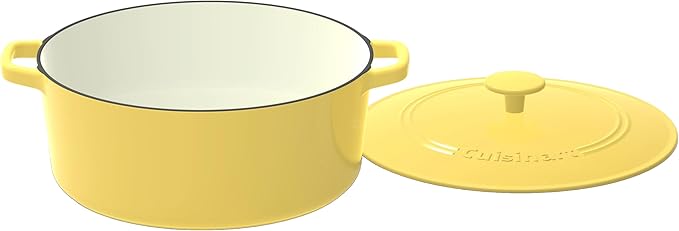 Cuisinart Chef's Classic Enameled Cast Iron Round Covered Casserole (Yellow, 7- Quart) - Image 2