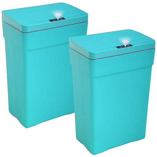 BestOffice 13 Gallon Trash Can Automatic Kitchen Trash Can Touch Free High-Capacity Garbage Can with Lid for Bedroom Bathroom Home Office 50 Liter (Black, 1) (2, Blue) by BestOffice
