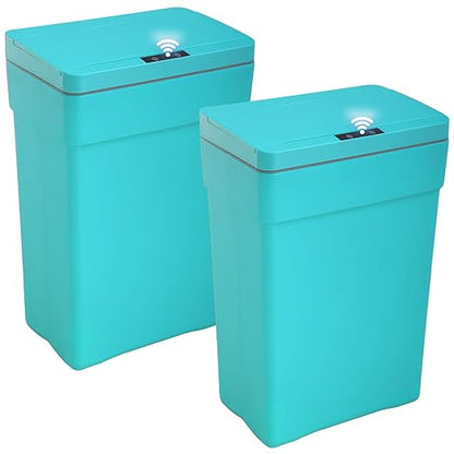 BestOffice 13 Gallon Trash Can Automatic Kitchen Trash Can Touch Free High-Capacity Garbage Can with Lid for Bedroom Bathroom Home Office 50 Liter (Black, 1) (2, Blue) by BestOffice