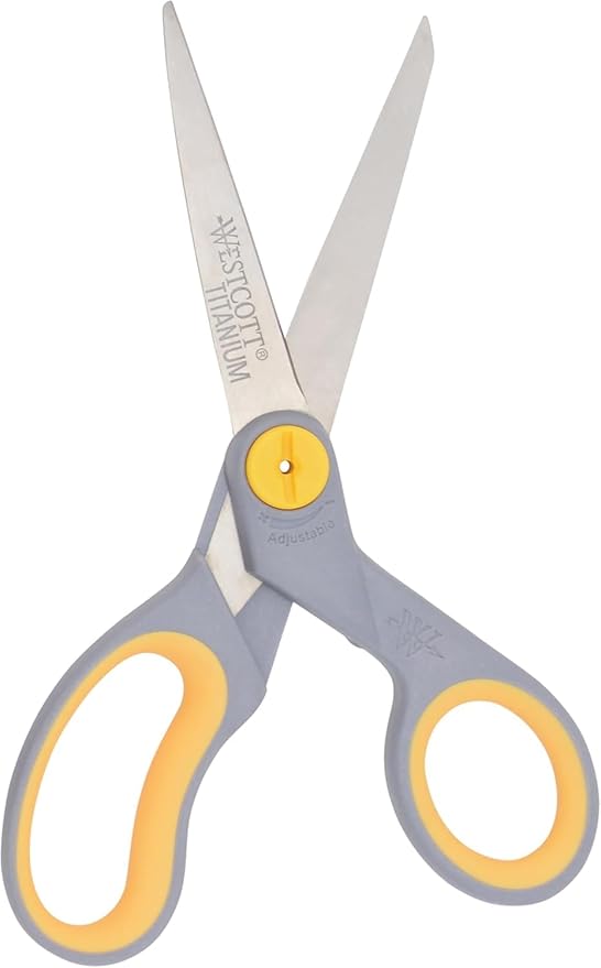 Westcott 8-Inch Titanium-Bonded Scissors with Adjustable Glide Feature for Office and Home - Gray/Yellow - Image 10