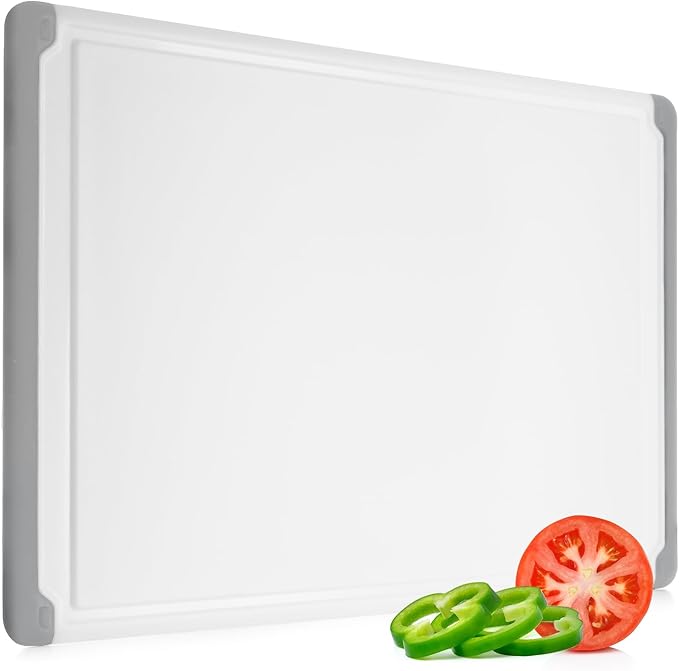 Large Cutting Boards for Kitchen - Dishwasher Safe Non-Slip Cutting Boards with Juice Grooves, Easy Grip Handles - Large and Thick Chopping Board (Grey) - Image 3