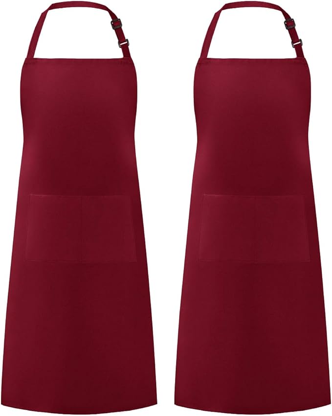 Syntus Apron for Men Women, Adjustable Cooking Kitchen Chef Aprons with 2 Pockets, Cotton/Polycotton/Polyester by Syntus