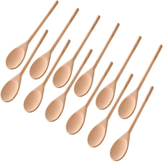 Kitchen Wooden Spoons Mixing Baking Serving Utensils Puppets 12 In - 12 Pack by ROUNDSQUARE
