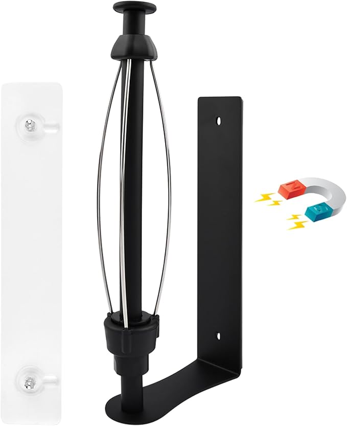 Magnetic Paper Towel Holder with Adjustable Damping - One Hand Tear, No Drill Adhesive Mount, Strong Magnet for Kitchen, Fridge, RV, Garage, Grill (Color:Black)