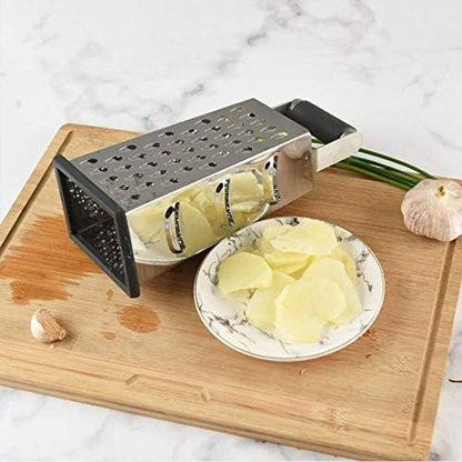 Vertical Stainless Steel Grating Four-sided Boxed Grater For Cucumbers, Carrots And Cheese, Grater, Melon, Planing, Potato, Planer, Non-slip Handle, Peeler - Image 6