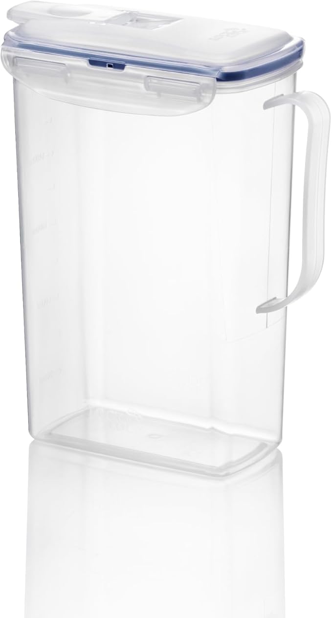 LocknLock Aqua Fridge Door Water Jug | Clear Pitcher | BPA Free Plastic Pitcher with Lid | 2 Quart Pitcher with Lid for Water, Juice, Tea & More Beverages, Orange - Image 2