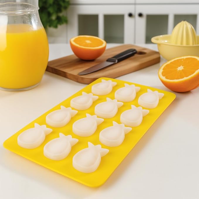 HIC Kitchen Silicone Pineapples Ice Cube Tray, Non-Stick, Makes 12 Pineapples