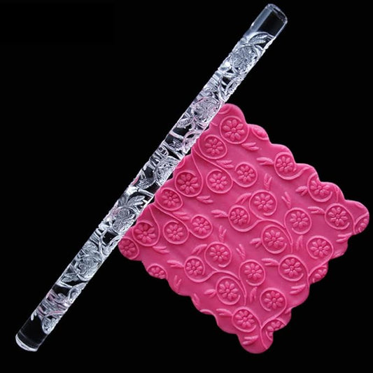 Rengue Acrylic Rolling Pin with 28 Patterns, Compliant Material, Comfortable Grip, 16 X 1 Cm, Lightweight for Dough and Pastry Acrylic Rolling Pin with 28 Patterns, Nan Kitchen (#26)