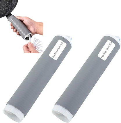 2 Pcs Heat-Resistant Pot Handle Silicone Cover, Non-Slip Pan Handle Sleeve, Easy to Install and Clean, for Cast Iron Skillet, Frying Pan (grey, M)