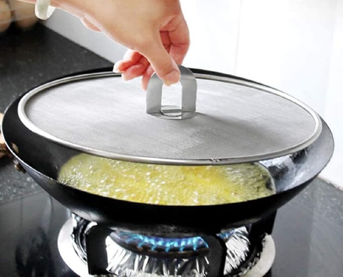 304 tainless Steel Splatter Screen Pan Lid with folding grip splatter guard oil splatter shield Frying Cooking Tools Practical Kitchen Accessories dishwasher safe (13 inch) - Image 4