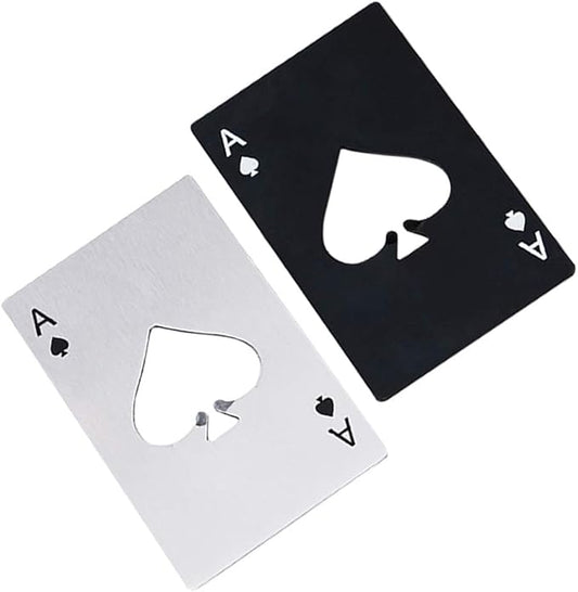 Ace Of Spades Bottle Opener Credit Card Size Pocker Cap Opener Portable Stainless Steel Can Opener (2 Pack Black & Silver) by Airoads