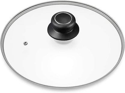 13 Inch Pan Lid Tempered Glass Pot Lid Replacement Pan Cover for 12.5"-13" Cast Iron Skillets, Frying Pans, Pots and Wok, Clear