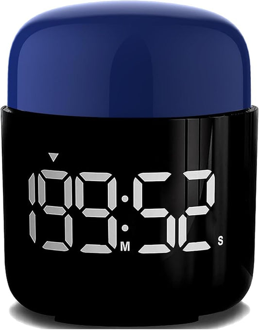 Table Twist Timer, Large LED Display Stopwatch, Silent & Loud Alarm, 199 Minute Countdown & Up, Vintage Night Light, for Kitchen Cooking Meeting Teacher Classroom Office Yoga Fitness Games (Blue)