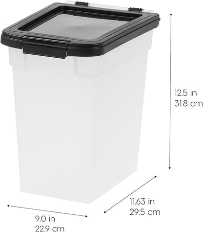 IRIS USA Airtight Dog Food Storage Container, Up to 10 lbs Each, 2 Pack, for Dog Cat Bird and Other Pet Food Storage Bin, Keep Fresh, Translucent Body, BPA Free, Clear/Black - Image 2