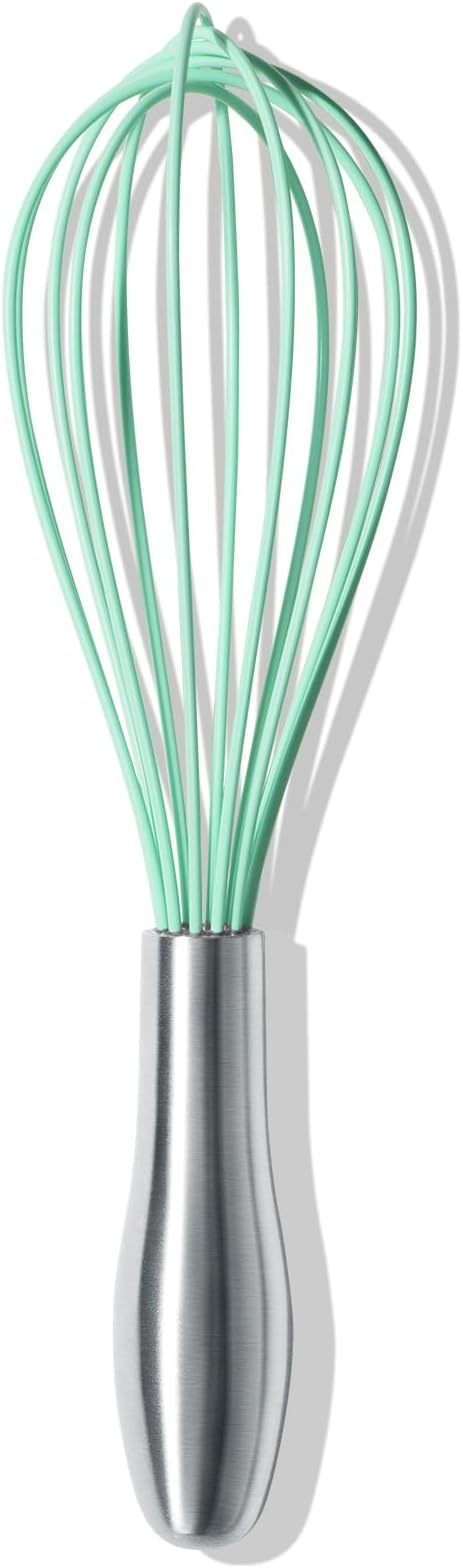 OYV 10-Inch Teal Silicone Whisk, Heat Resistant 480°F Kitchen Whisk with Stainless Steel Ergonomic Handle, Non-Scratch for Nonstick Cookware, Dishwasher Safe, Perfect for Blending, Cooking & Beating by OYV