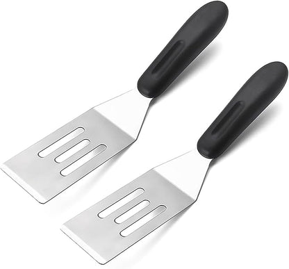 【2 Pack】 Small Metal Spatula Set, Mini Stainless Steel Serving Spatulas for Kitchen Use, Ideal for Flipping Pancake, Brownie, Cookie, Cake, Egg – Professional Cooking & Baking Utensil