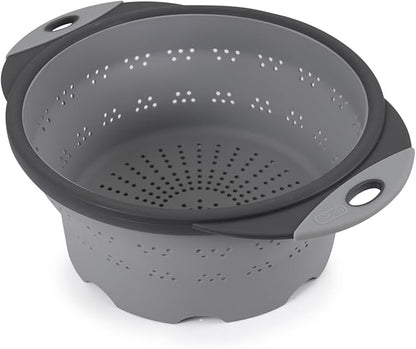Dexas 10" Collapsible Silicone Colander in Cool Grey, Kitchen Strainer with Handles, 15.1 Cup Capacity | BPA-Free, Heat-Resistant, Space-Saving Kitchen Tool - Image 2