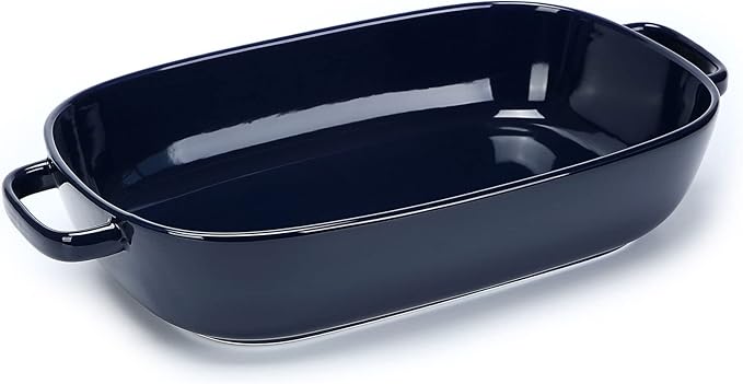 6 Quart Large Rectangular Baking Dish, 16x11 Inches Ceramic Baking Pan Casserole Dish for Cooking,Kitchen and Daily Use, Safe for Oven Microwave Refrigerator Disinfection Cabinet and Dishwasher,Blue by Roeveca